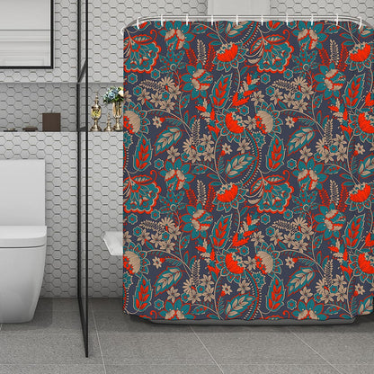 Retro Vintage Bohemian Floral Print Polyester Shower Curtain