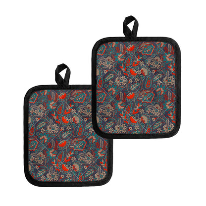 Retro Vintage Bohemian Floral Print Pot Holders