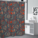 Retro Vintage Bohemian Floral Print Premium Shower Curtain
