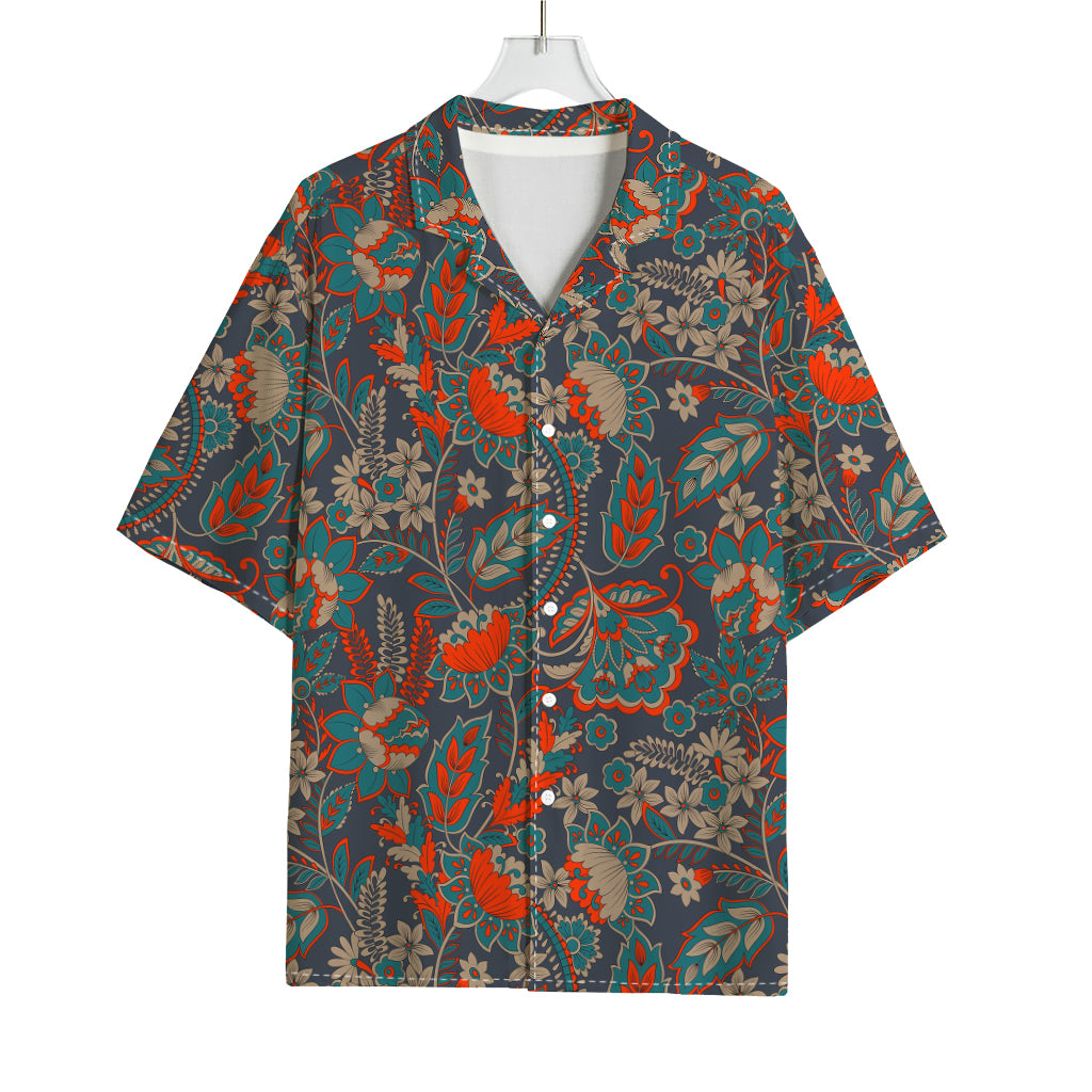Retro Vintage Bohemian Floral Print Rayon Hawaiian Shirt