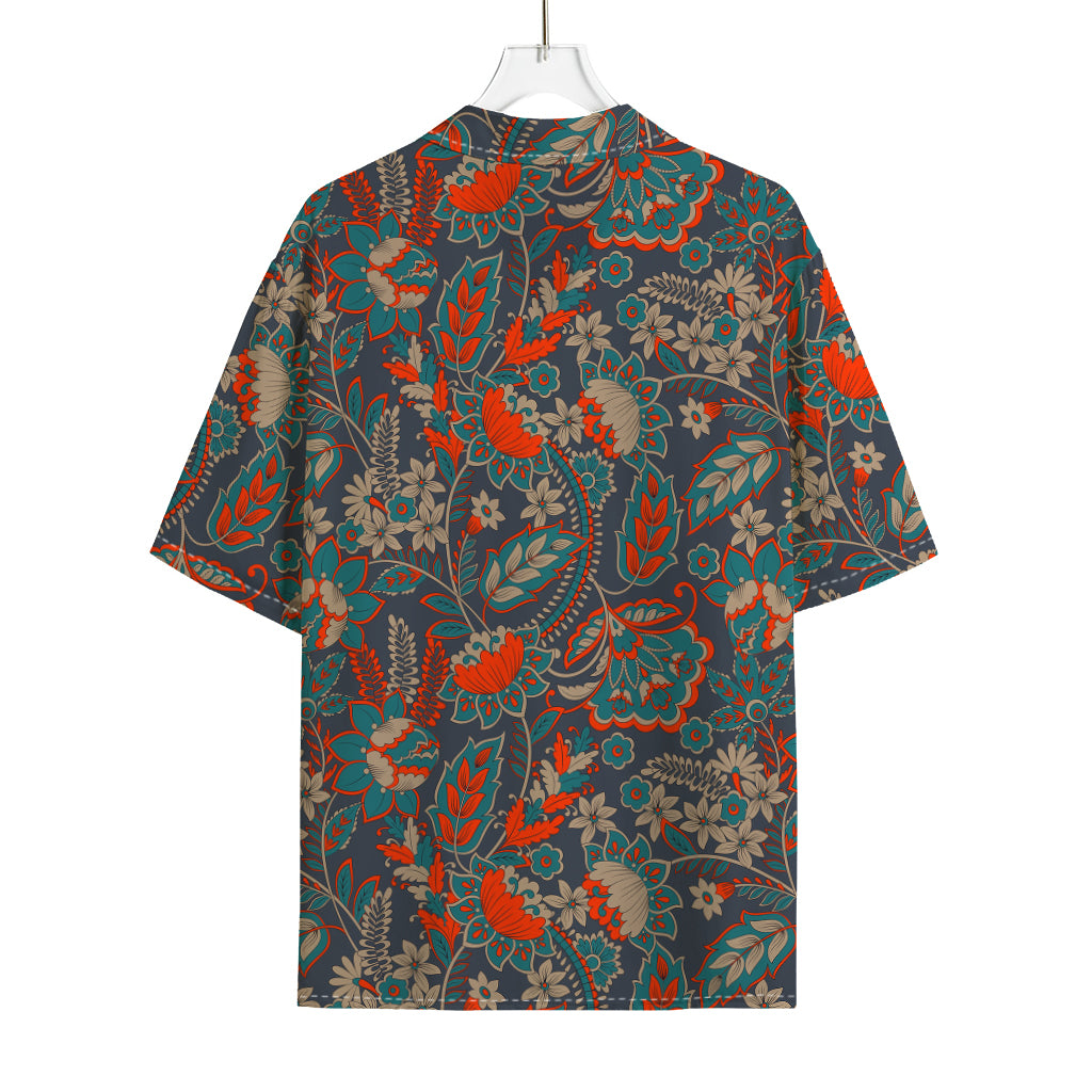 Retro Vintage Bohemian Floral Print Rayon Hawaiian Shirt