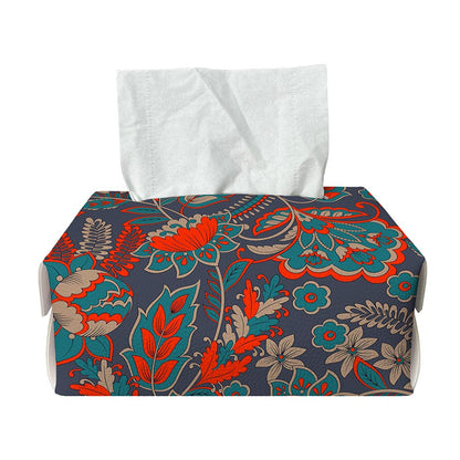 Retro Vintage Bohemian Floral Print Rectangle Tissue Box Cover