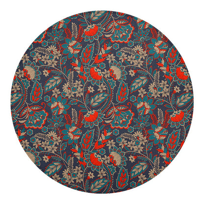 Retro Vintage Bohemian Floral Print Round Blanket