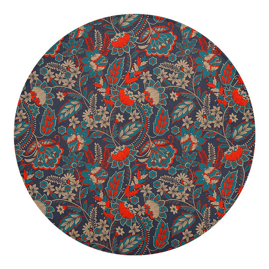Retro Vintage Bohemian Floral Print Round Blanket