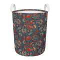 Retro Vintage Bohemian Floral Print Round Laundry Basket