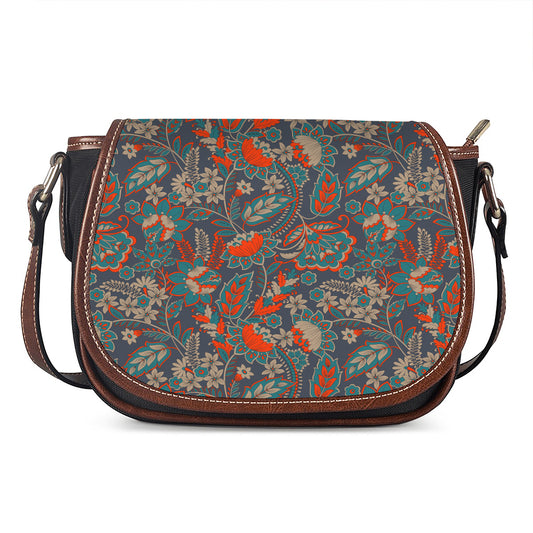 Retro Vintage Bohemian Floral Print Saddle Bag