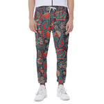 Retro Vintage Bohemian Floral Print Scuba Joggers