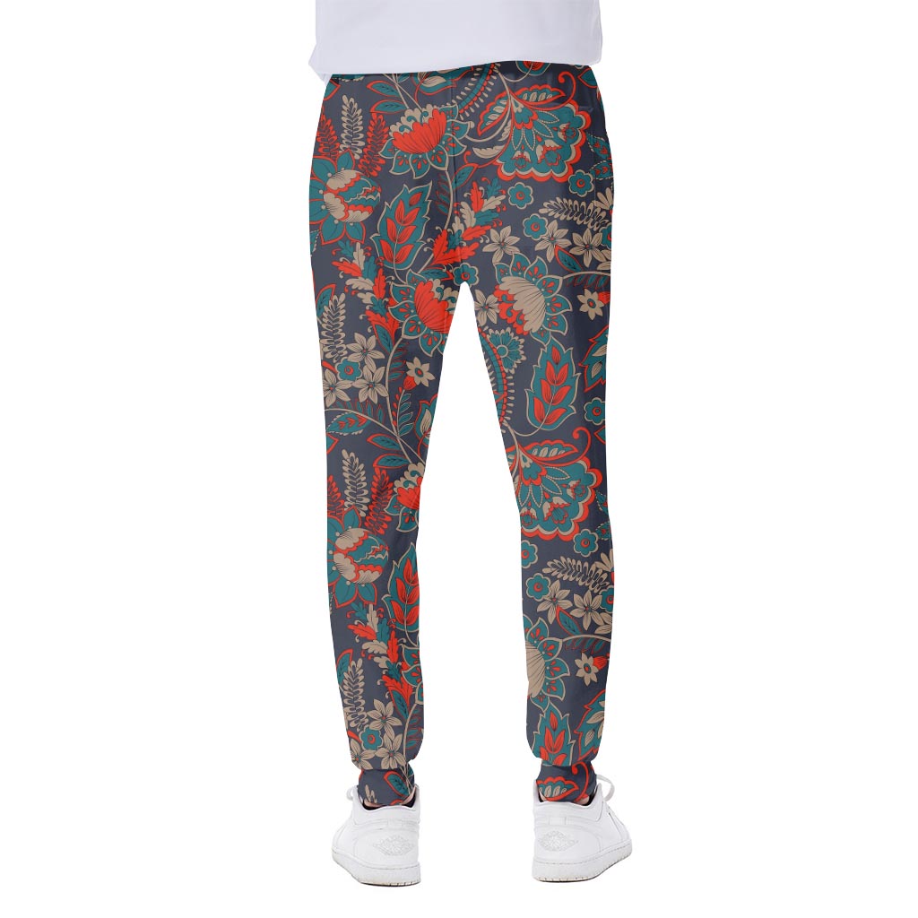 Retro Vintage Bohemian Floral Print Scuba Joggers