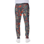 Retro Vintage Bohemian Floral Print Scuba Joggers