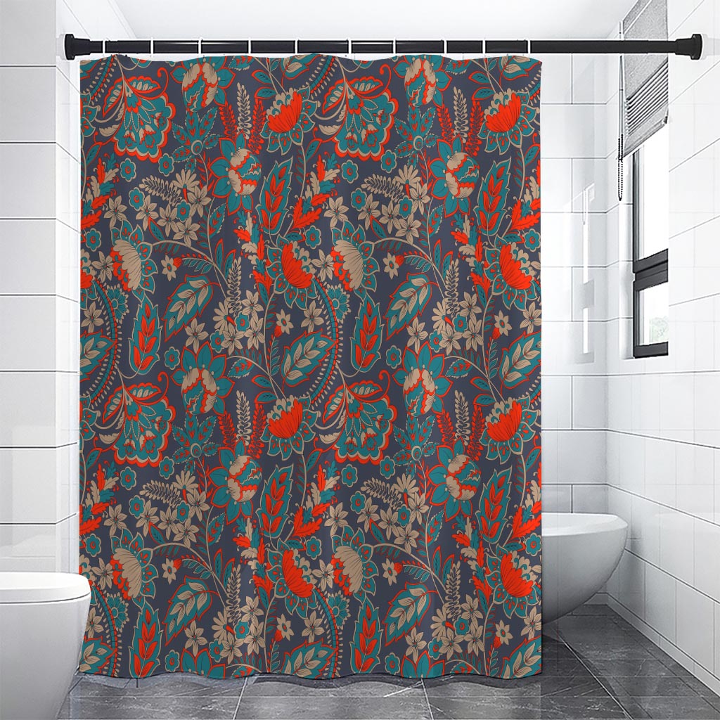 Retro Vintage Bohemian Floral Print Shower Curtain