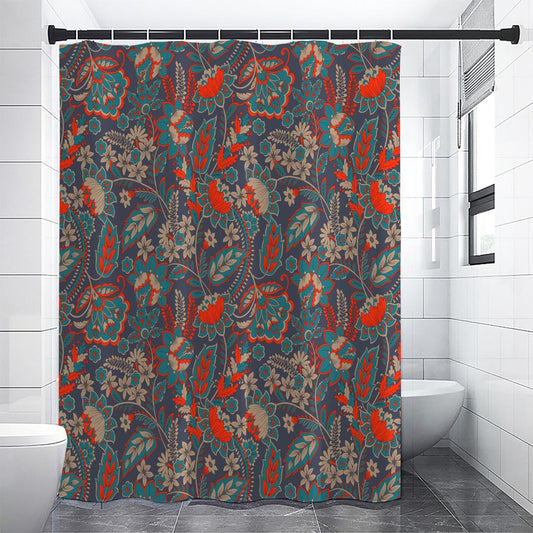 Retro Vintage Bohemian Floral Print Shower Curtain