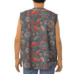 Retro Vintage Bohemian Floral Print Sleeveless Baseball Jersey