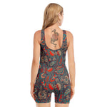 Retro Vintage Bohemian Floral Print Sleeveless One Piece Swimsuit