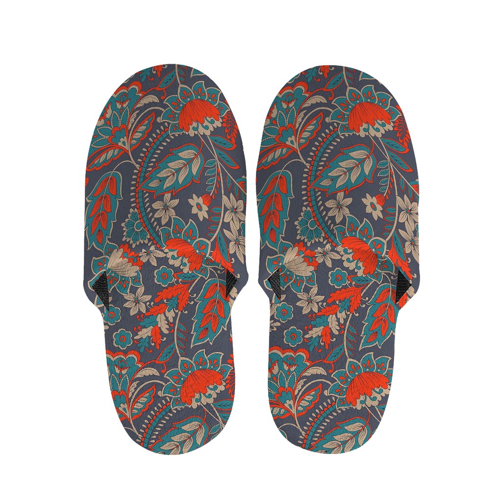 Retro Vintage Bohemian Floral Print Slippers