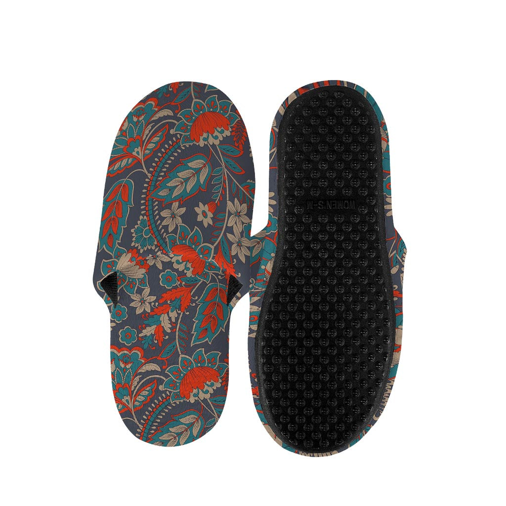 Retro Vintage Bohemian Floral Print Slippers