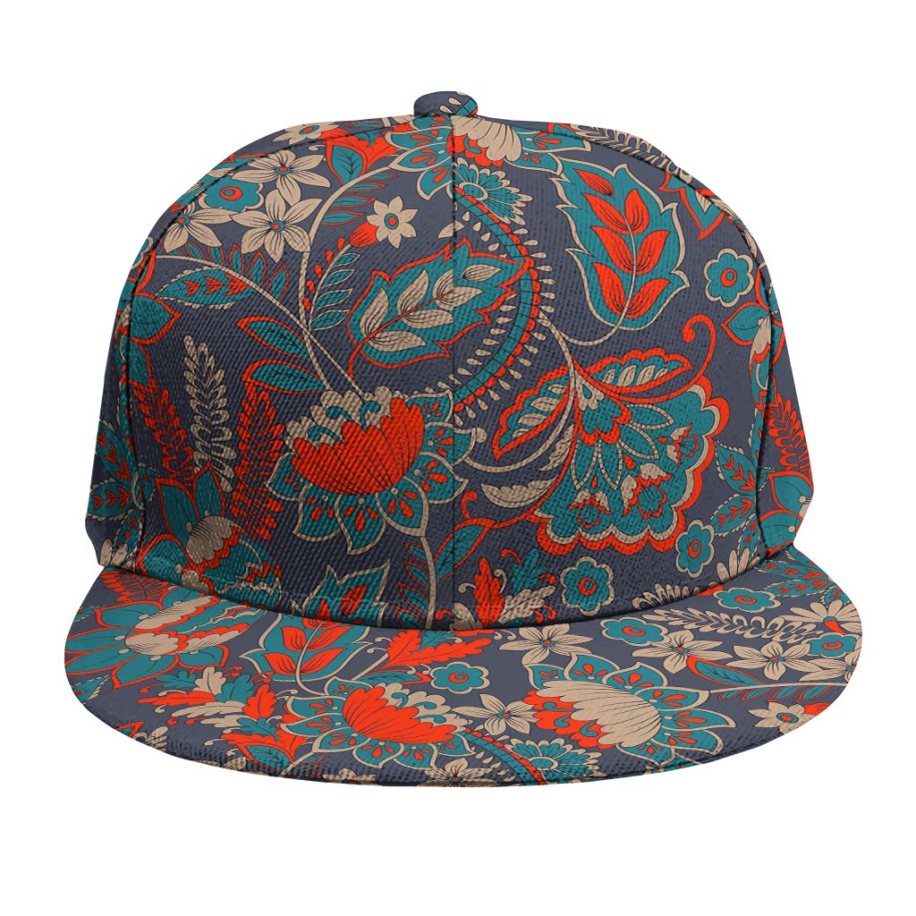 Retro Vintage Bohemian Floral Print Snapback Cap