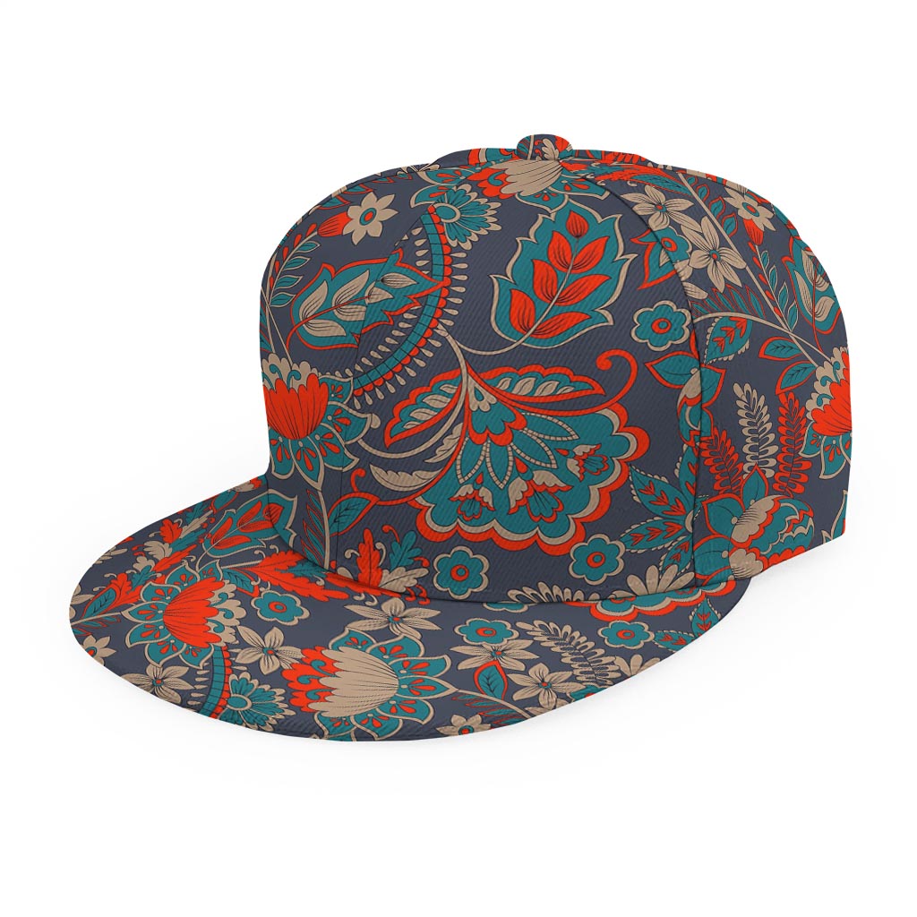 Retro Vintage Bohemian Floral Print Snapback Cap