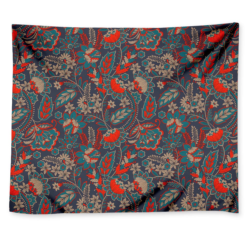 Retro Vintage Bohemian Floral Print Tapestry