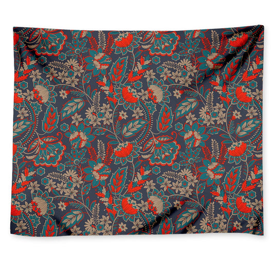Retro Vintage Bohemian Floral Print Tapestry