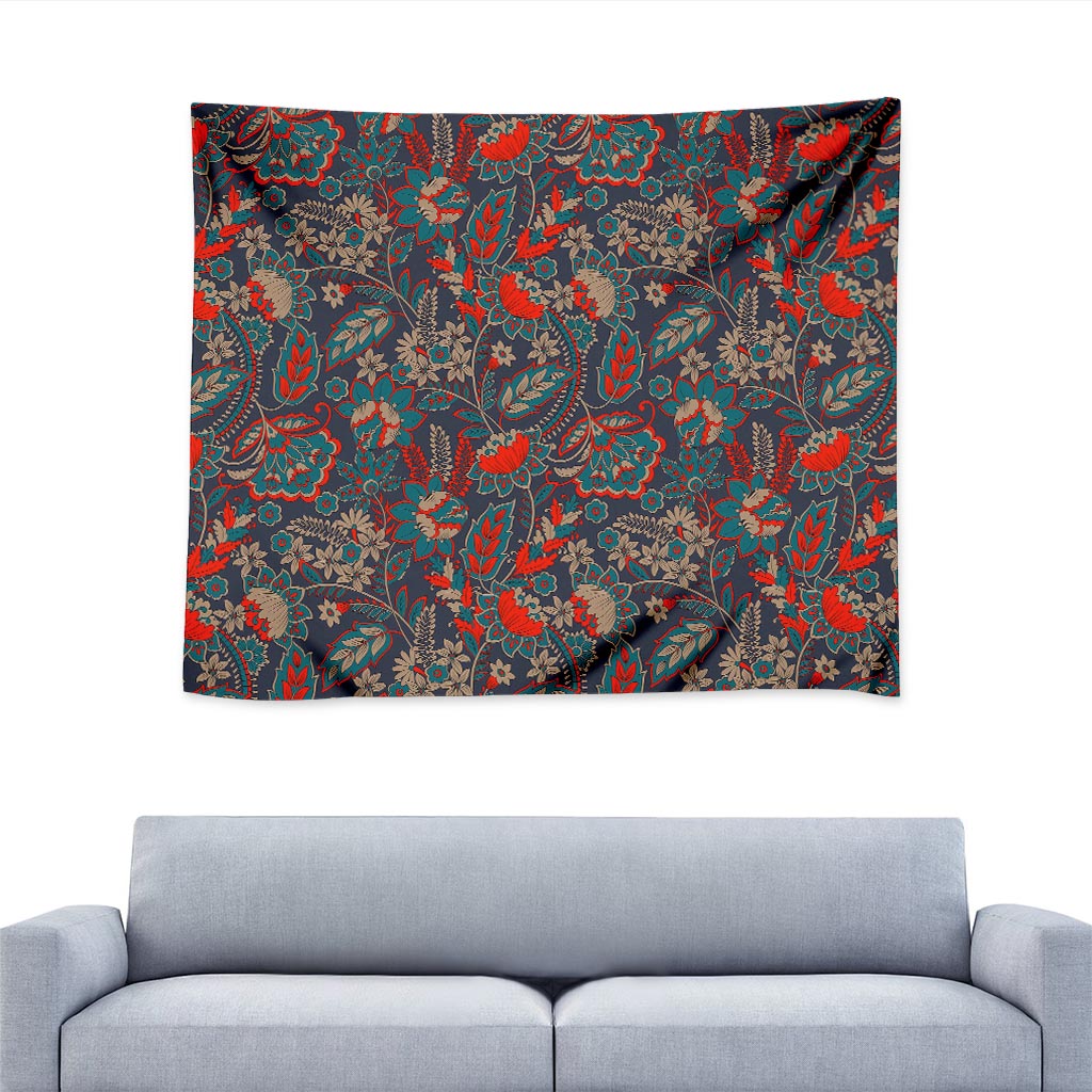 Retro Vintage Bohemian Floral Print Tapestry