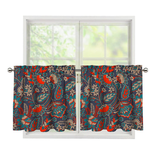 Retro Vintage Bohemian Floral Print Tier Curtains