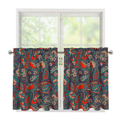 Retro Vintage Bohemian Floral Print Tier Curtains