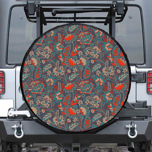 Retro Vintage Bohemian Floral Print Tire Cover