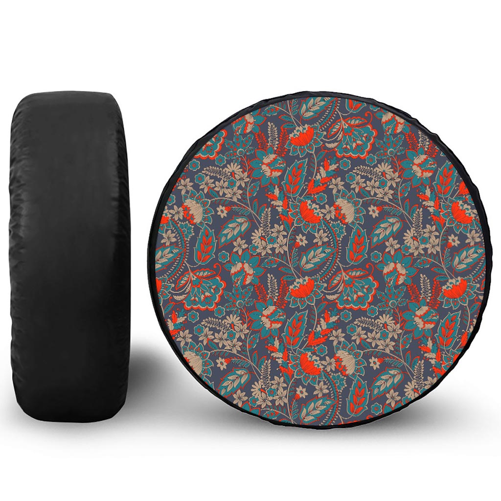 Retro Vintage Bohemian Floral Print Tire Cover