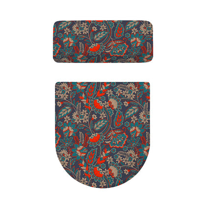 Retro Vintage Bohemian Floral Print Toilet Lid And Tank Cover Set