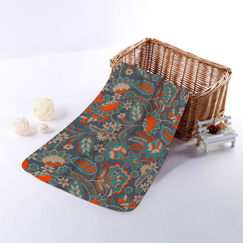 Retro Vintage Bohemian Floral Print Towel