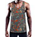 Retro Vintage Bohemian Floral Print Men's Workout Tank Top