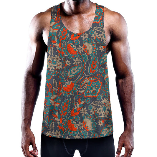 Retro Vintage Bohemian Floral Print Training Tank Top