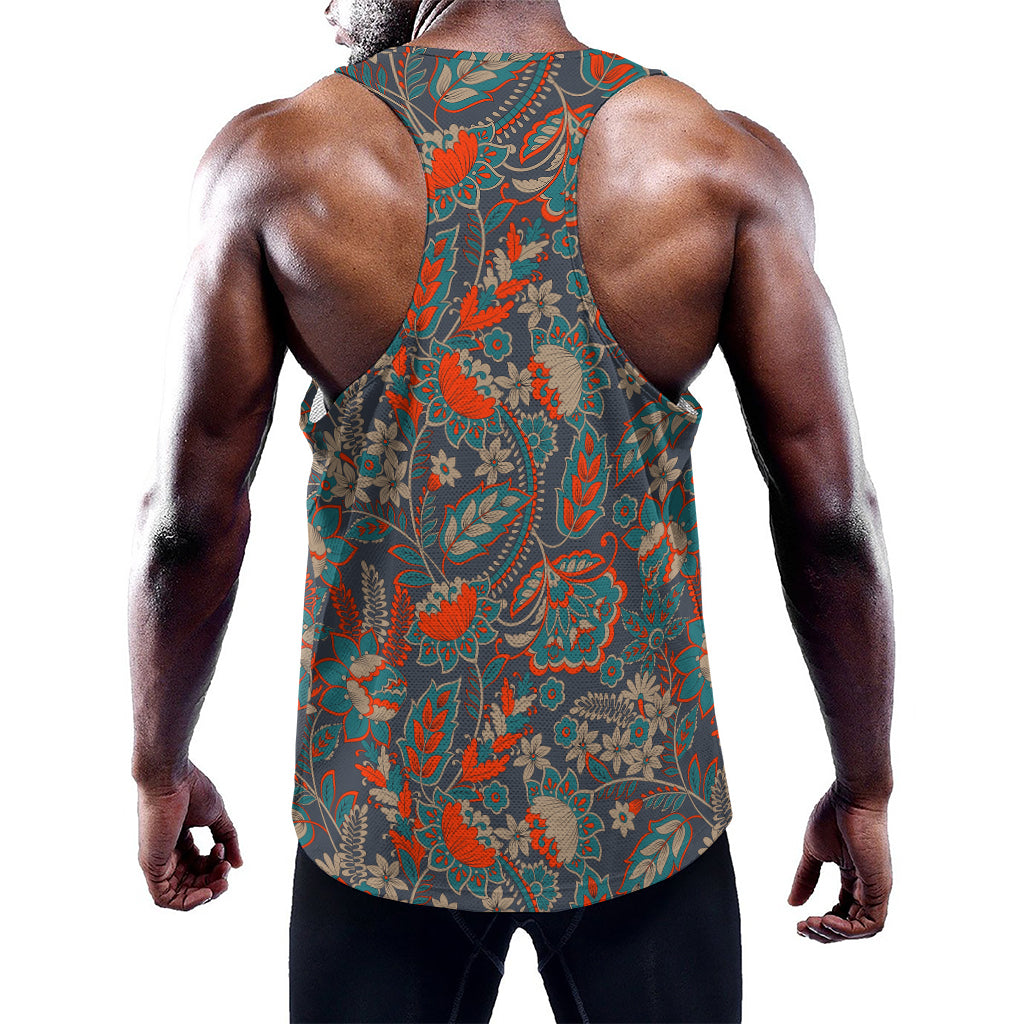Retro Vintage Bohemian Floral Print Training Tank Top
