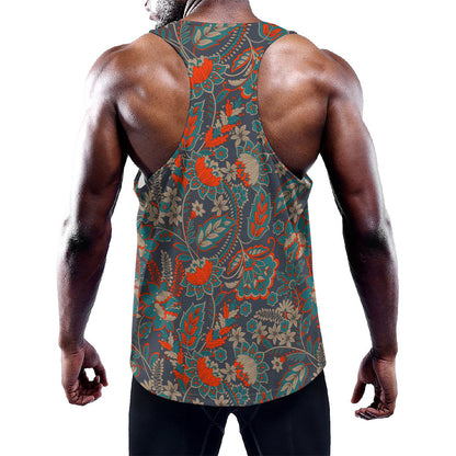 Retro Vintage Bohemian Floral Print Training Tank Top