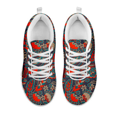 Retro Vintage Bohemian Floral Print White Running Shoes