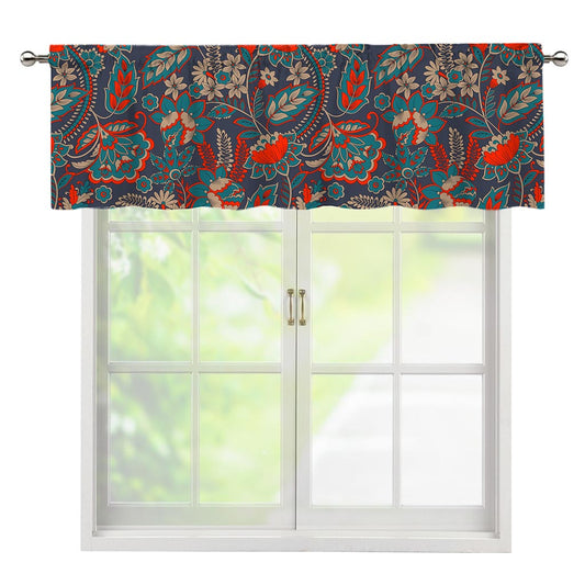 Retro Vintage Bohemian Floral Print Window Valance