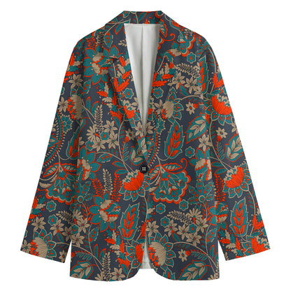 Retro Vintage Bohemian Floral Print Women's Blazer
