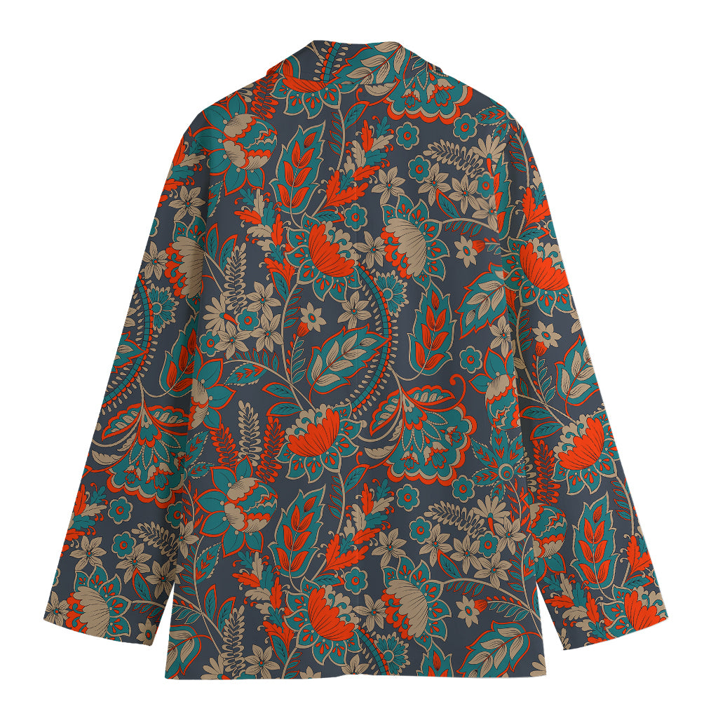 Retro Vintage Bohemian Floral Print Women's Blazer