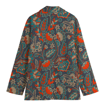 Retro Vintage Bohemian Floral Print Women's Blazer