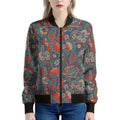 Retro Vintage Bohemian Floral Print Women's Bomber Jacket