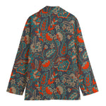 Retro Vintage Bohemian Floral Print Women's Cotton Blazer