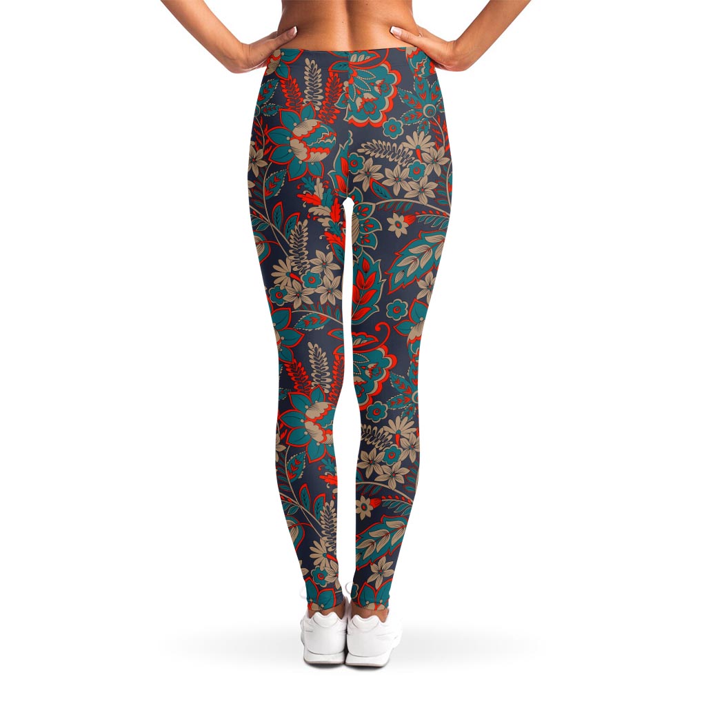 Retro Vintage Bohemian Floral Print Women's Leggings