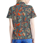 Retro Vintage Bohemian Floral Print Women's Polo Shirt