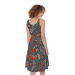 Retro Vintage Bohemian Floral Print Women's Sleeveless Dress