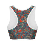 Retro Vintage Bohemian Floral Print Women's Sports Bra