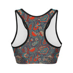 Retro Vintage Bohemian Floral Print Women's Sports Bra