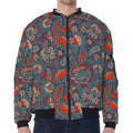 Retro Vintage Bohemian Floral Print Zip Sleeve Bomber Jacket