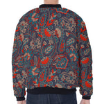 Retro Vintage Bohemian Floral Print Zip Sleeve Bomber Jacket