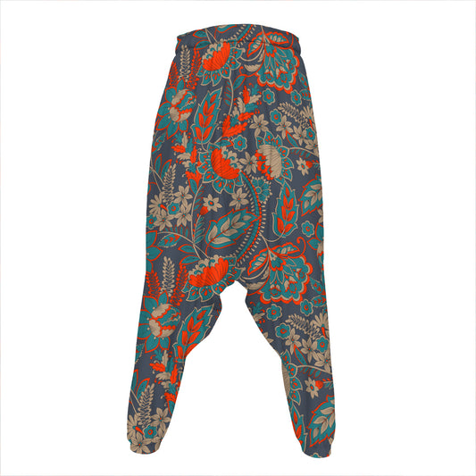 Retro Vintage Bohemian Floral Print Hammer Pants