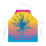 Retrowave Sunset Palm Tree Print Adjustable Apron